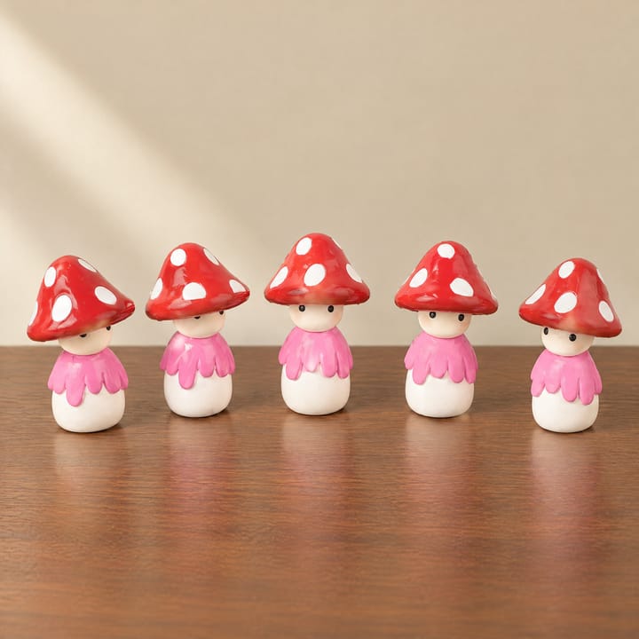The Mushroom Garden Figurine Set, Red