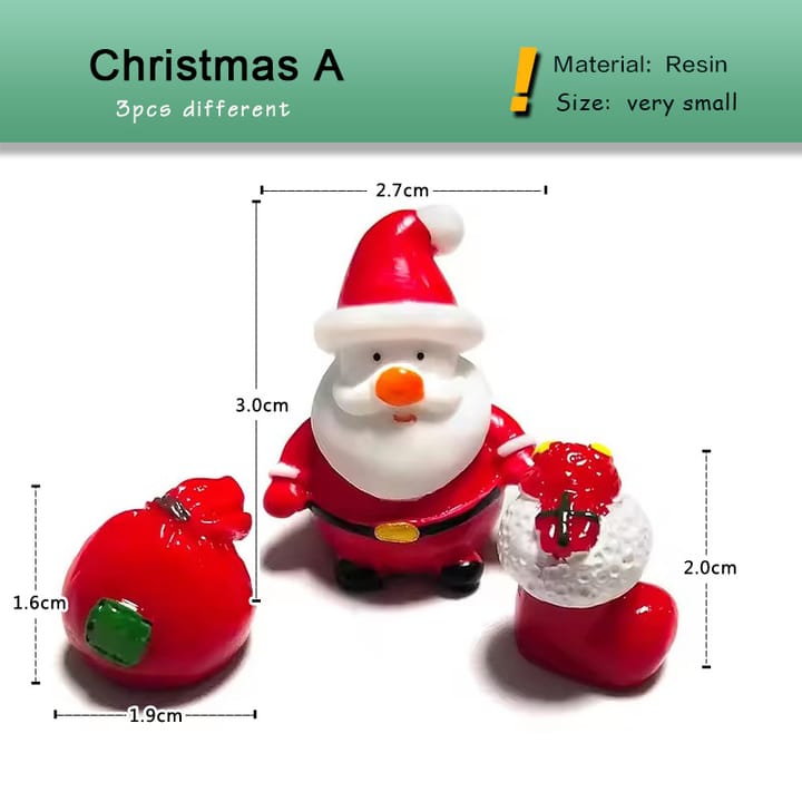 Tiny Christmas Village Figurine Set, 3-piece Christmas set, style A