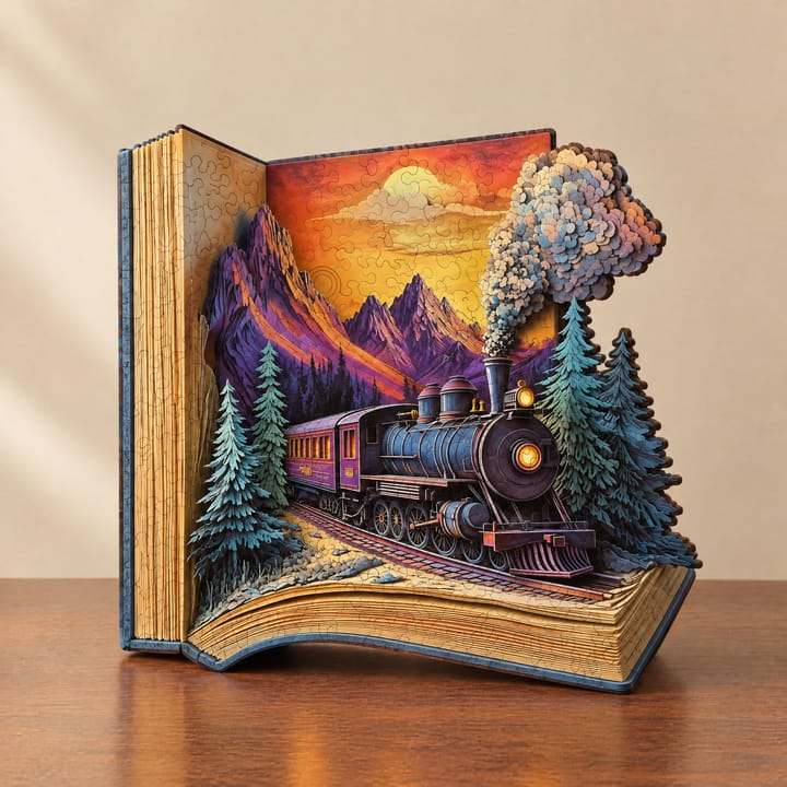 The Train in the Book Wooden Puzzle