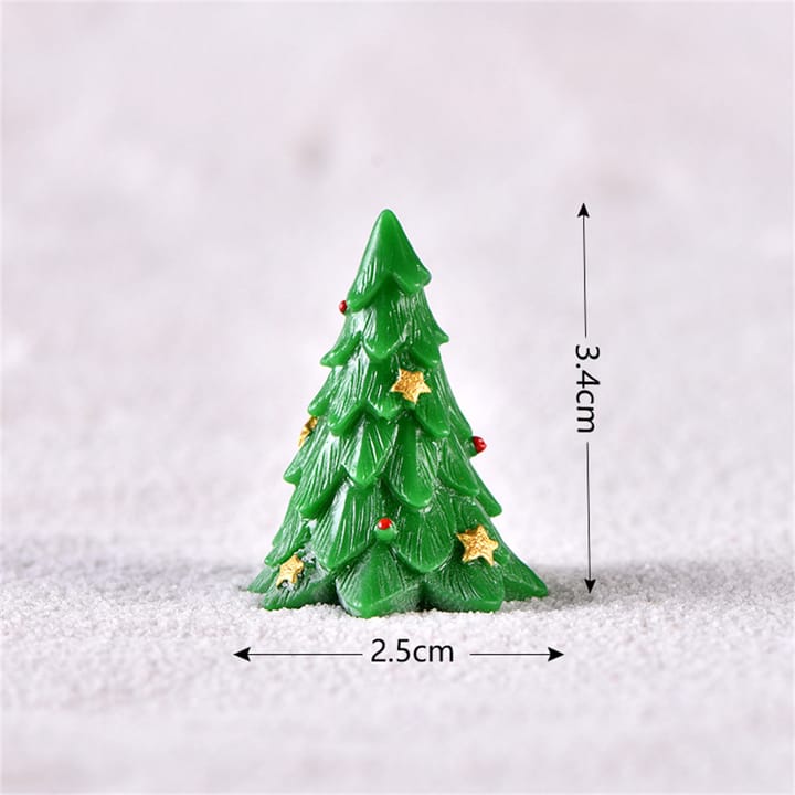 Folk Art Christmas Village Figurines, Short green tree with stars