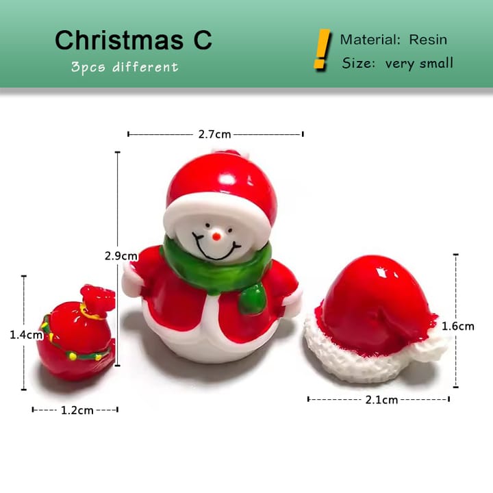 Tiny Christmas Village Figurine Set, 3-piece Christmas set, style C
