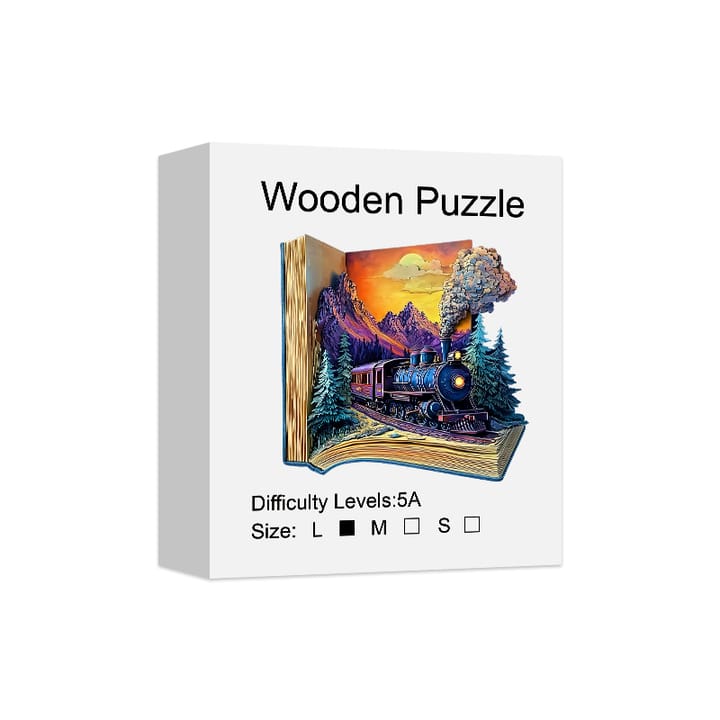 The Train in the Book Wooden Puzzle, Large - 11.2 x 11.2 in