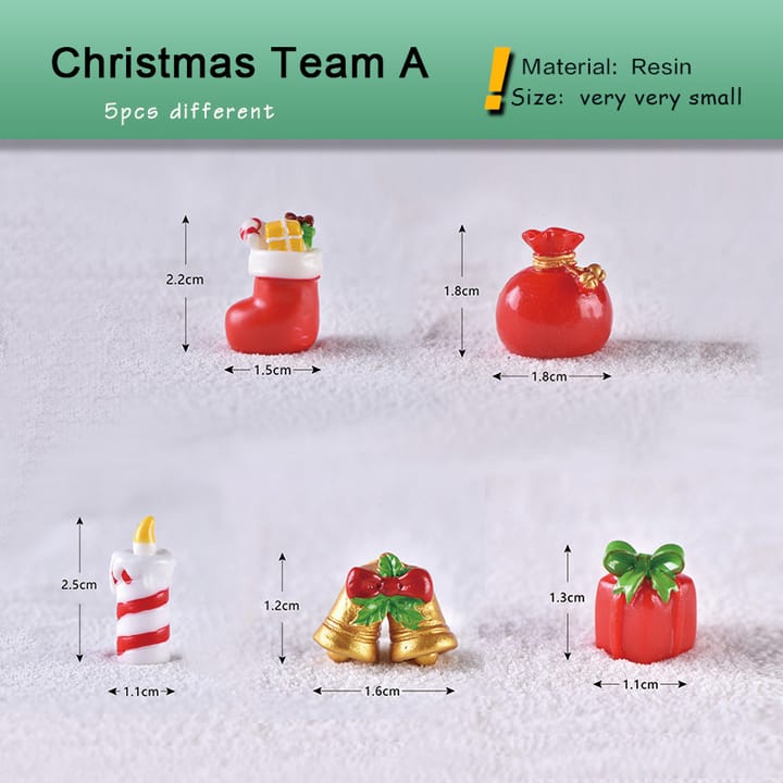 Tiny Christmas Village Figurine Set, 5 gift bags, style A
