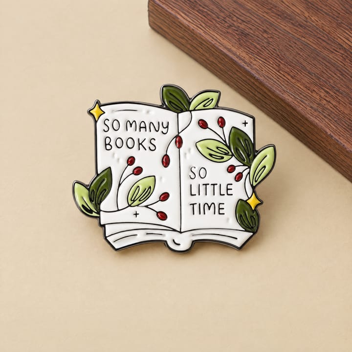 The Book Lover's Enamel Pin, Open book with leaves
