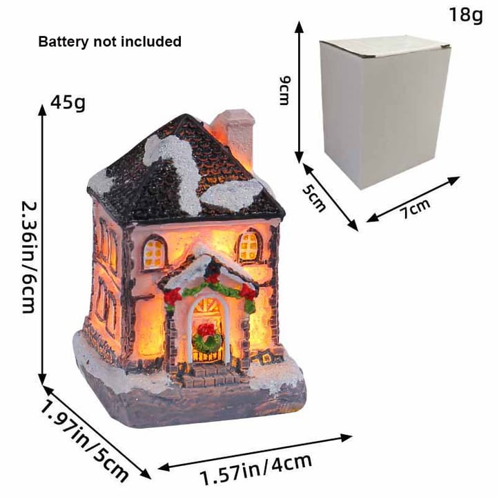 The Snowy Village Lighted House, Snowy cottage with wreath and garland