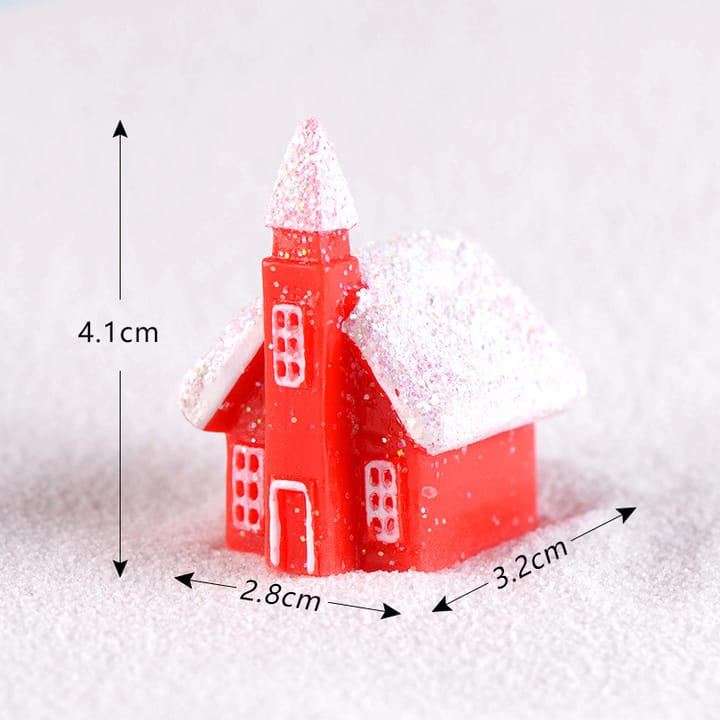 Tiny Christmas Village Figurine Set, Red house, style A