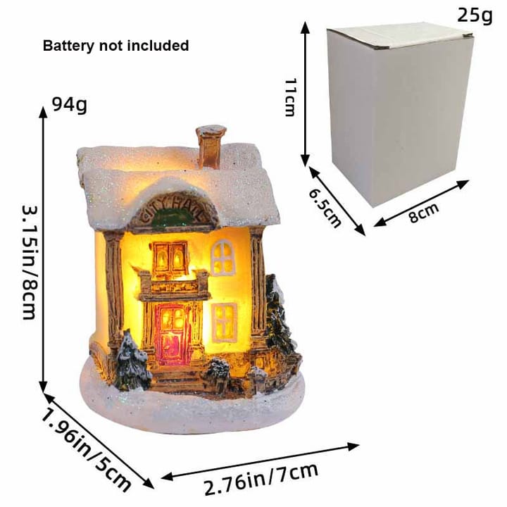 The Snowy Village Lighted House, Snowy house with red roof