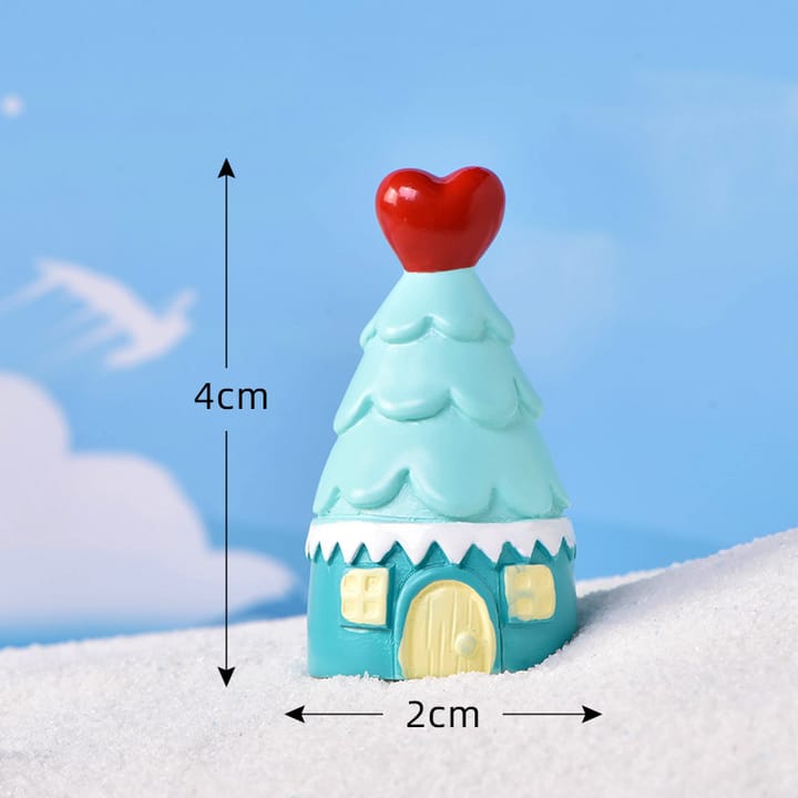 Tiny Christmas Village Figurine Set, 1 blue house