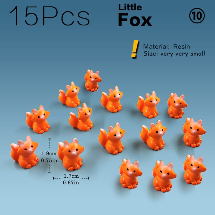The Fairy Garden Animal Figurine Set, 15 foxes