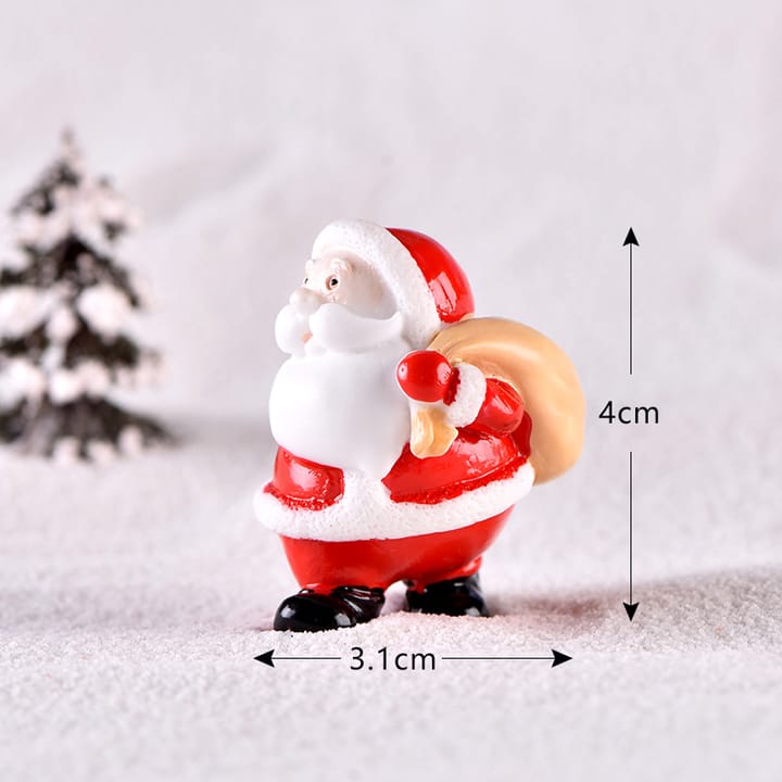 Tiny Christmas Village Figurine Set, Santa with backpack