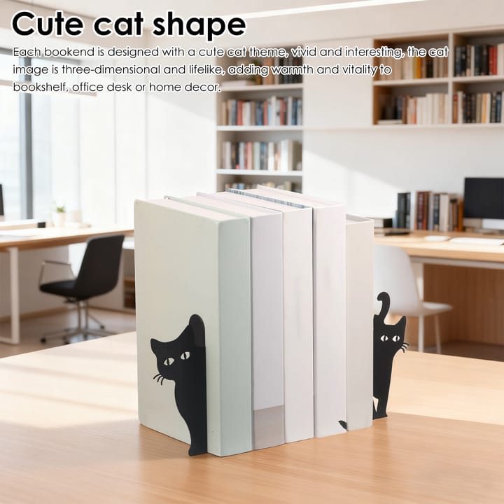 Black Cat Metal Bookends Set