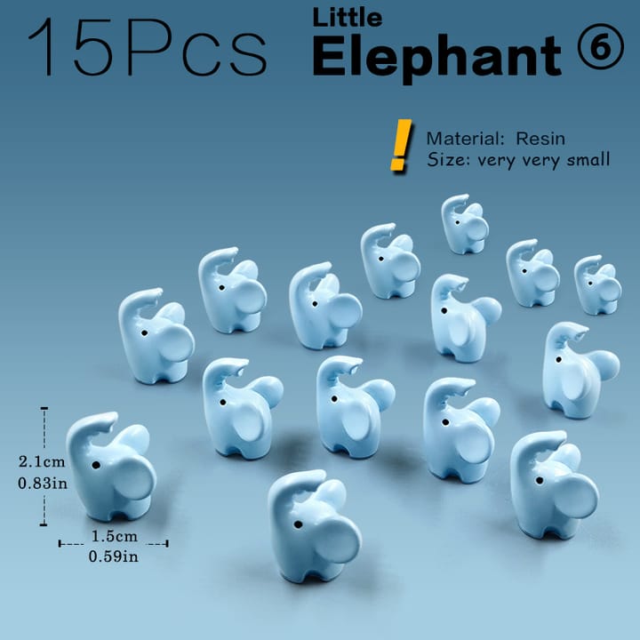 The Fairy Garden Animal Figurine Set, 15 elephants