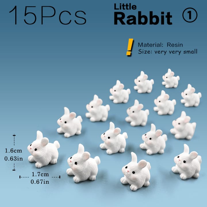The Fairy Garden Animal Figurine Set, 15 rabbits