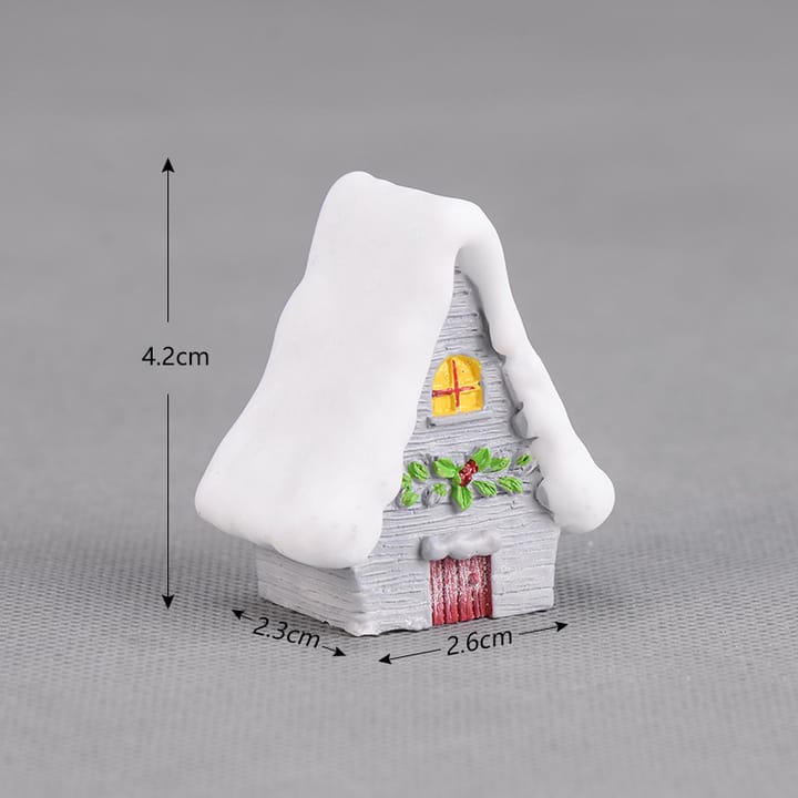 Tiny Christmas Village Figurine Set, Gray house