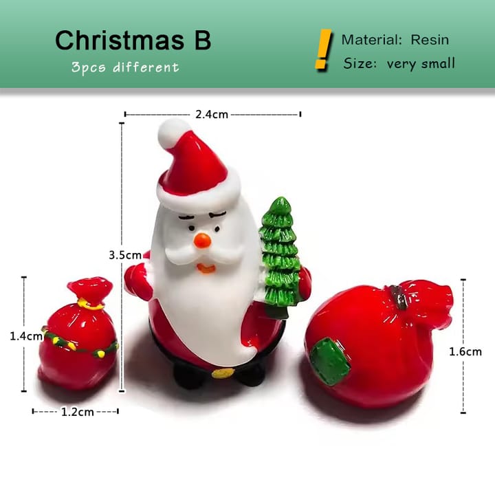 Tiny Christmas Village Figurine Set, 3-piece Christmas set, style B