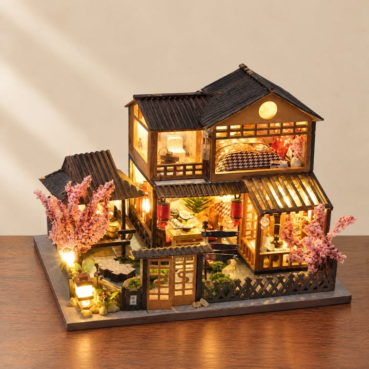 The Hearthlight Cottage Dollhouse Kit, Brown