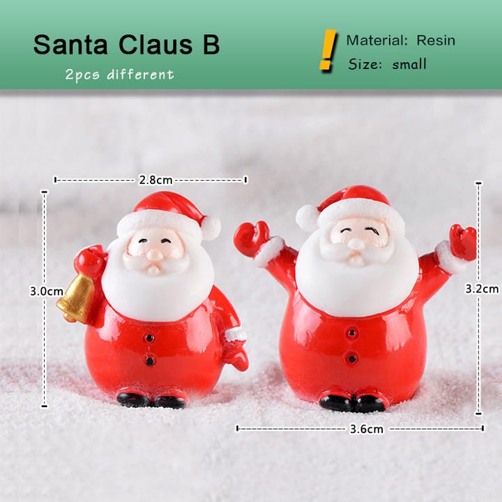 Tiny Christmas Village Figurine Set, 2 Santa figures, style B