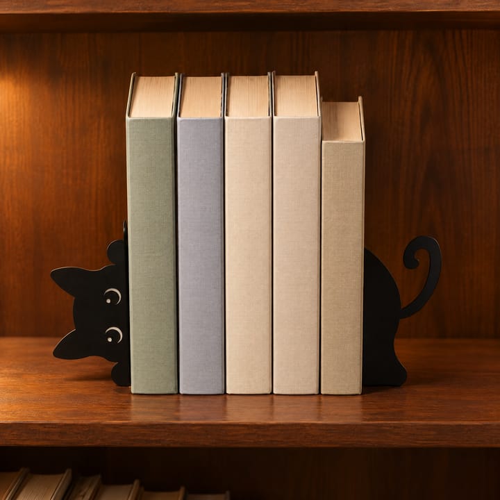 Black Cat Metal Bookends Set