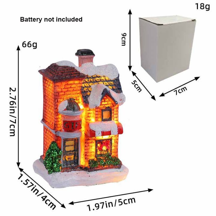 The Snowy Village Lighted House, Snowy two-story house with balcony