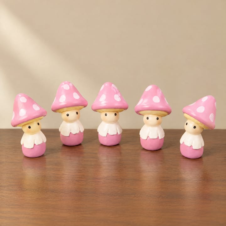 The Mushroom Garden Figurine Set, Pink