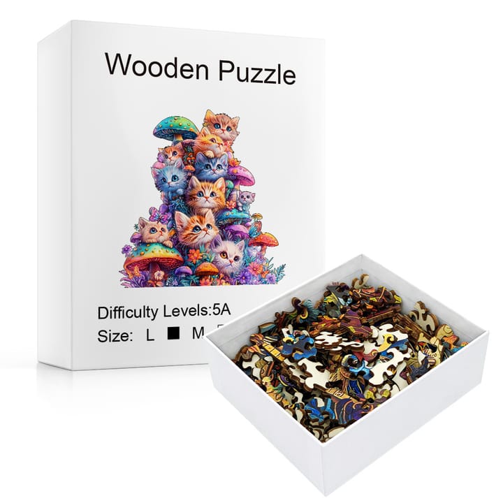 The Mushroom Cat Wooden Puzzle