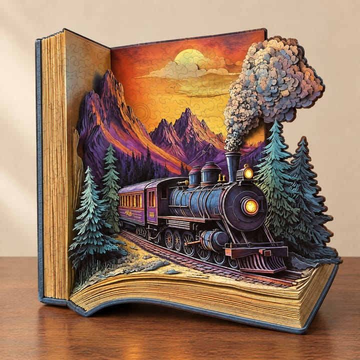 The Train in the Book Wooden Puzzle
