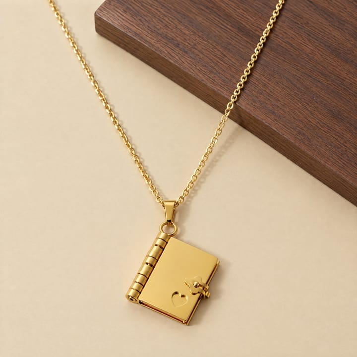The Opening Book Pendant Necklace, Gold