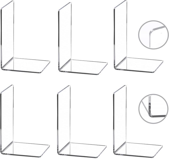 The Clear Acrylic Shelf Bookends, 6 pieces