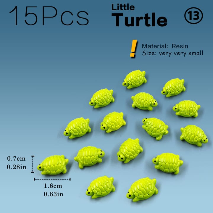 The Fairy Garden Animal Figurine Set, 15 turtles