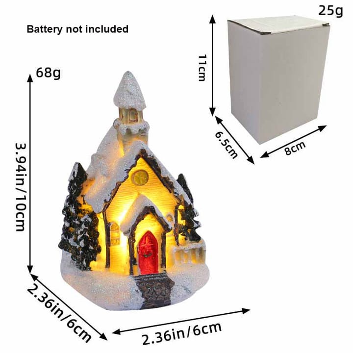 The Snowy Village Lighted House, Snowy church with steeple