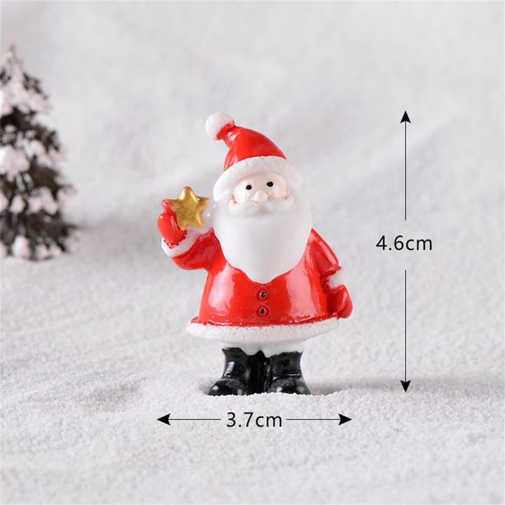 Folk Art Christmas Village Figurines, Santa holding gold star