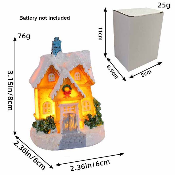 The Snowy Village Lighted House, Snowy house with red sign