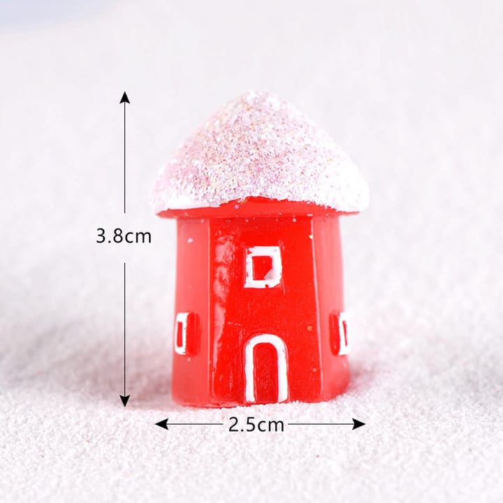 Tiny Christmas Village Figurine Set, Red house, style D