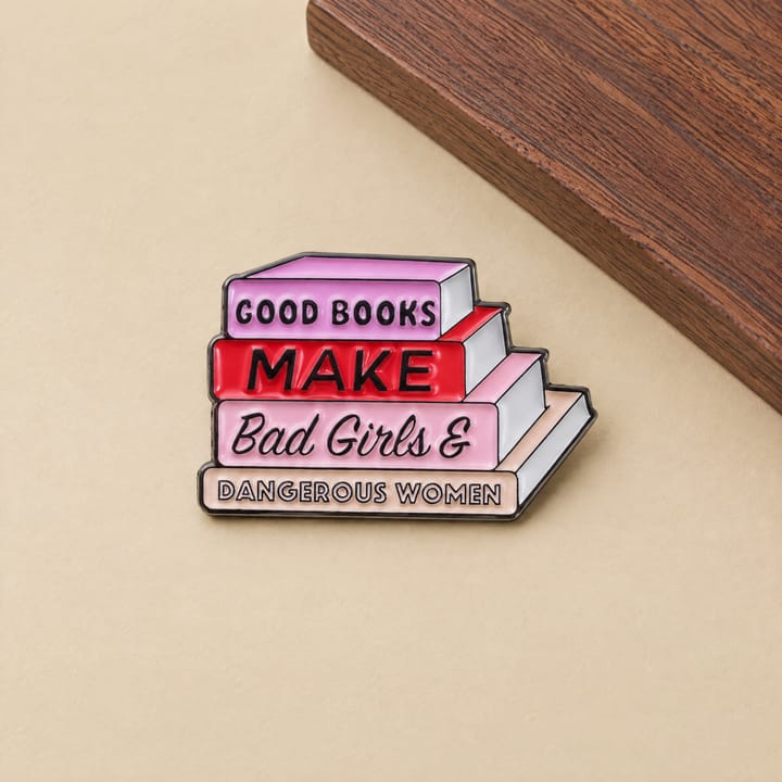 The Book Lover's Enamel Pin, Stack of books