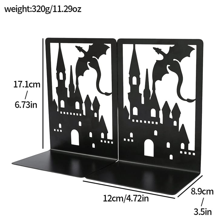 The Dragon's Keep Bookends, Tall castle with dragon