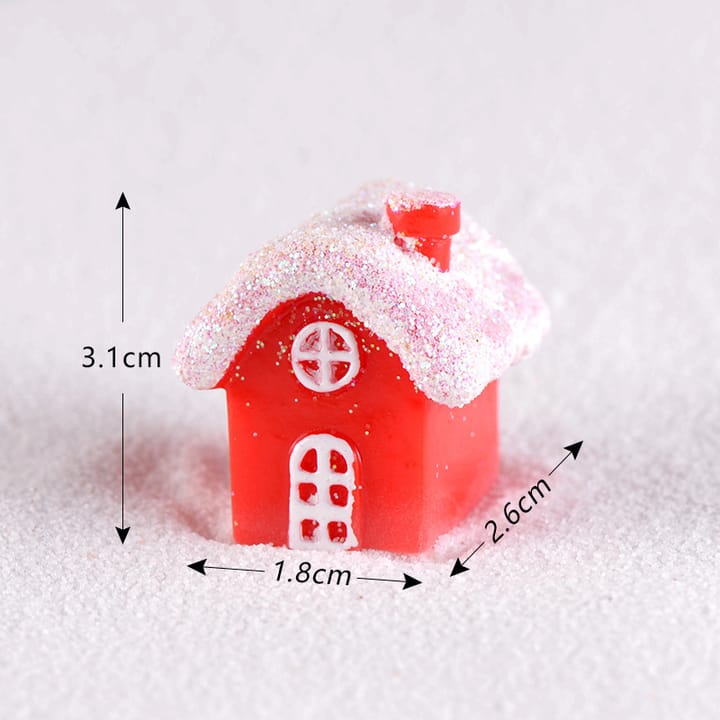 Tiny Christmas Village Figurine Set, Red house, style C