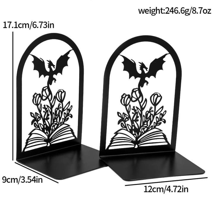 The Dragon's Keep Bookends, Open book with dragon
