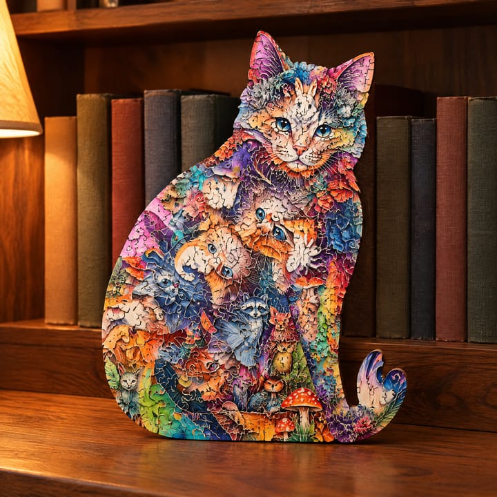The Mushroom Cat Wooden Puzzle