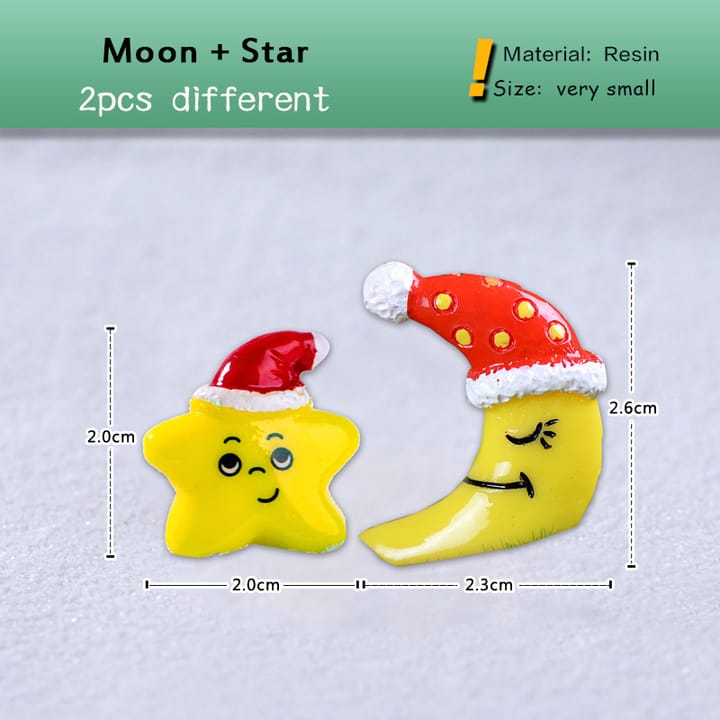Tiny Christmas Village Figurine Set, Moon and star