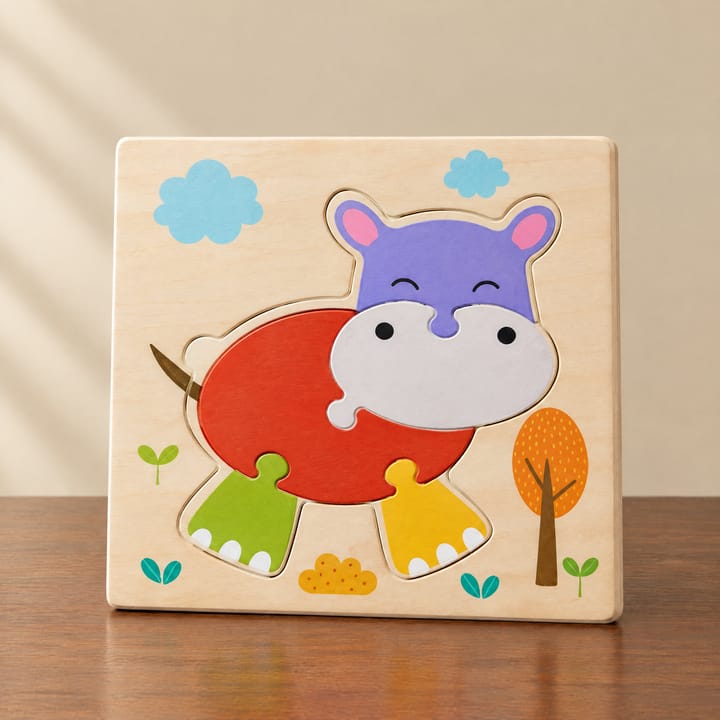 The Wooden Animal Puzzle Set, Hippo