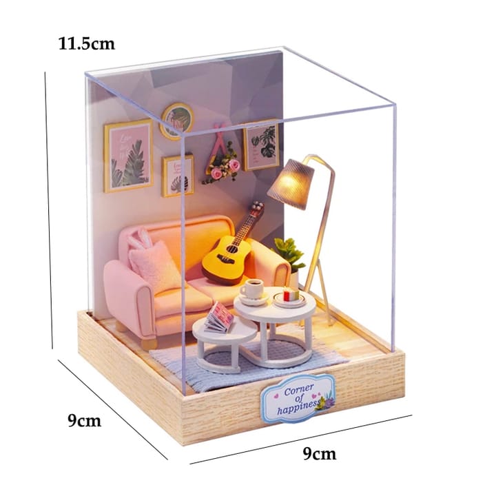 The Hobby House Miniature Kit, Pink living room, with cover