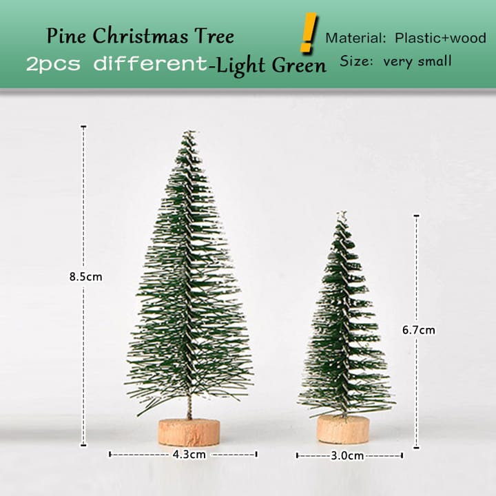 Tiny Christmas Village Figurine Set, Light green tree