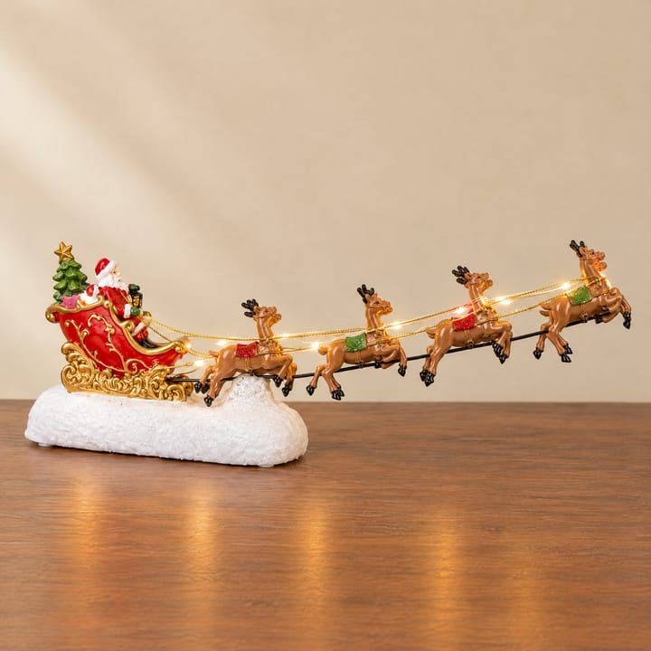 The LED Santa Sleigh and Reindeer Set, Red