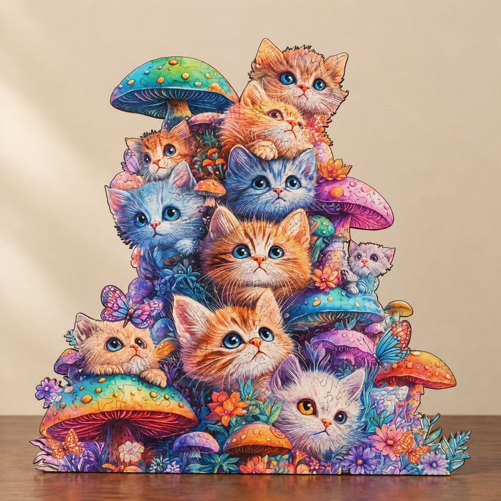 The Mushroom Cat Wooden Puzzle