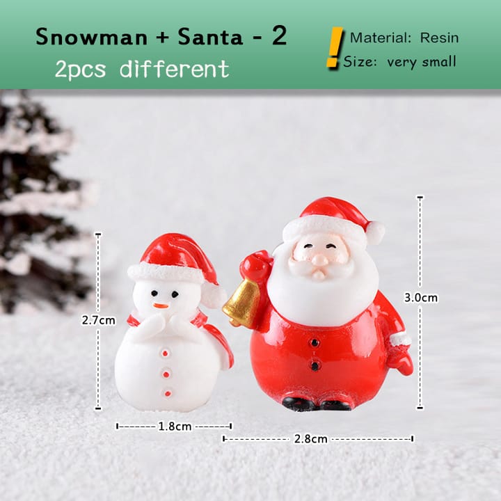 Tiny Christmas Village Figurine Set, Snowman and Santa, style 2