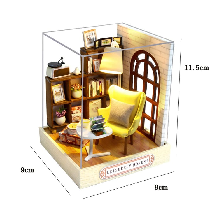 The Hobby House Miniature Kit, Cozy reading nook, with cover