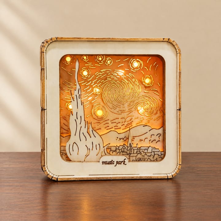 The Glowing Wooden Puzzle Night Light, Starry night