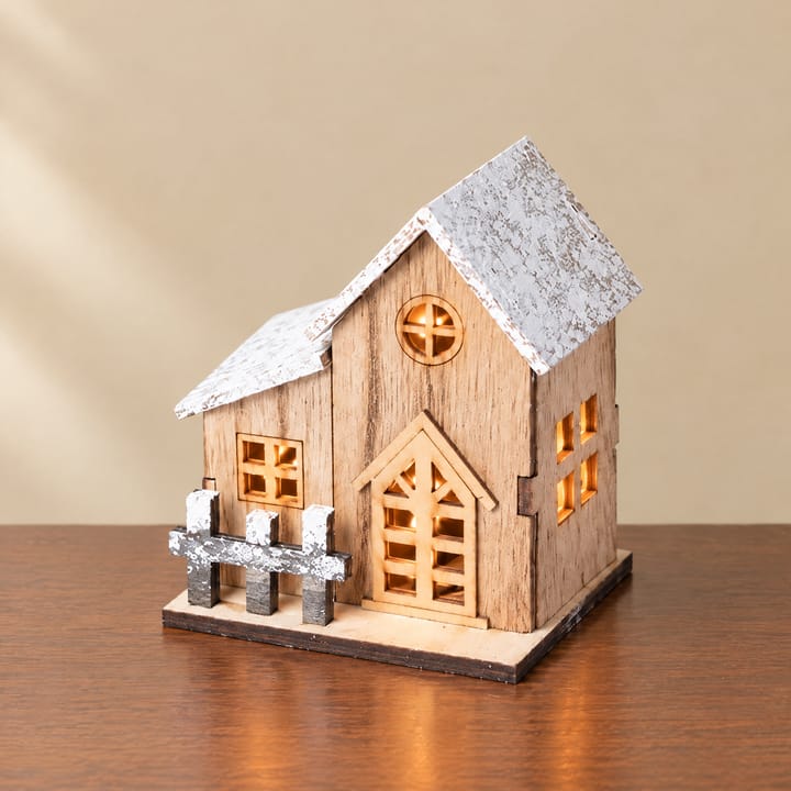 The Wooden Christmas Village House Kit, Cottage with side wing