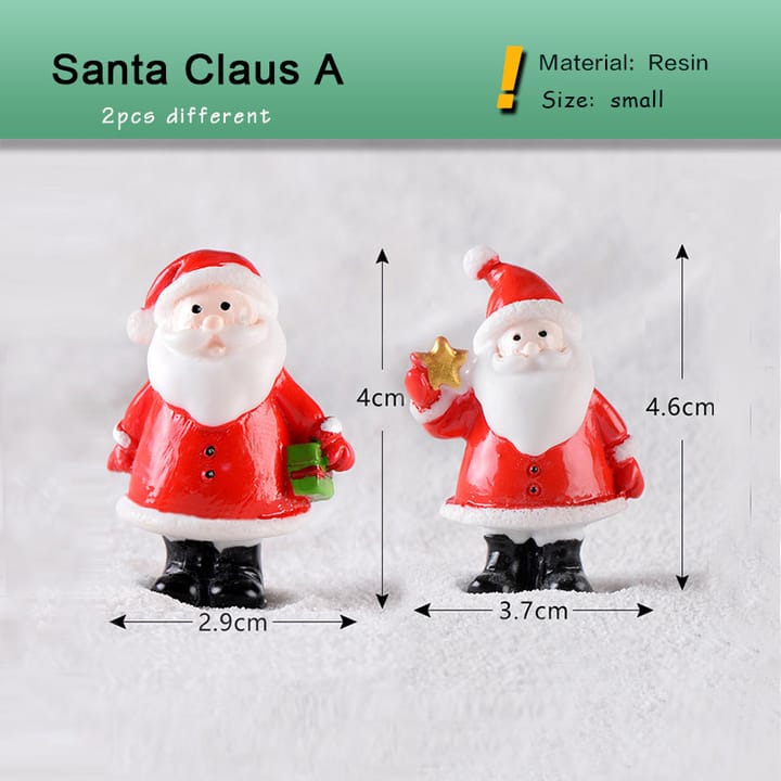 Tiny Christmas Village Figurine Set, 2 Santa figures, style A
