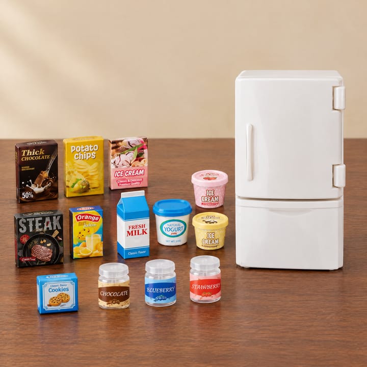 The 1:12 Miniature Furniture Set, Refrigerator and food set